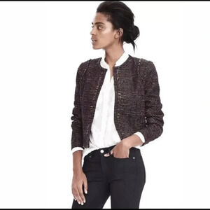 Banana Republic Women's Raw Edge Trim Tweed Short Blazer Size 4